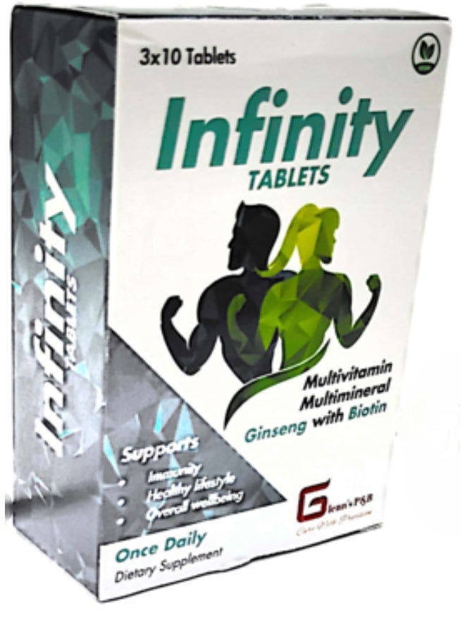 Vegan Glenn’s Infinity Multivitamin & Multimineral Tablets with Ginseng & Biotin – Daily Energy, Immunity & Hair-Skin Support, 30 Tablets - Image 2